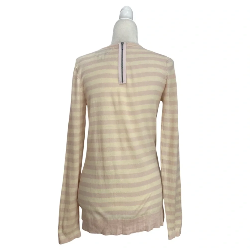 Clements Ribeiro Sweater Extra Fine Merino Wool Jumper Polka Dot Striped Pink